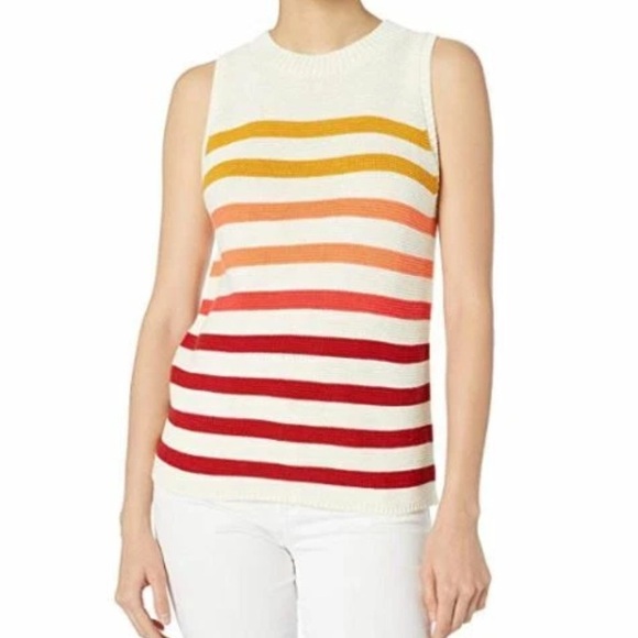 Lucky Brand Ombre Sunset Striped Sleeveless Lightweight Sweater Blouse Tank - Picture 1 of 11